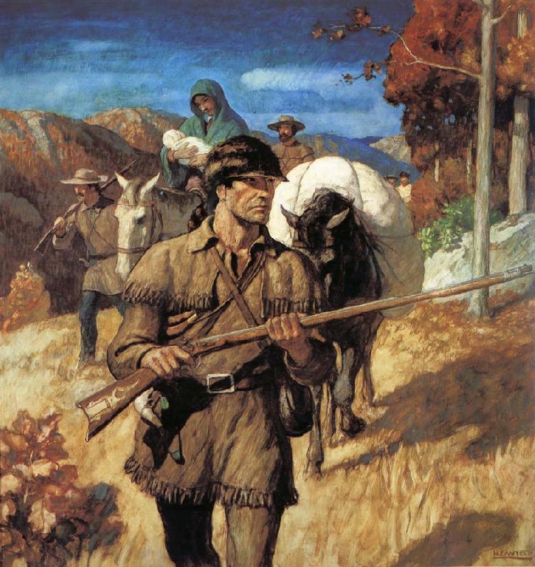 NC Wyeth Daniel Boone oil painting picture